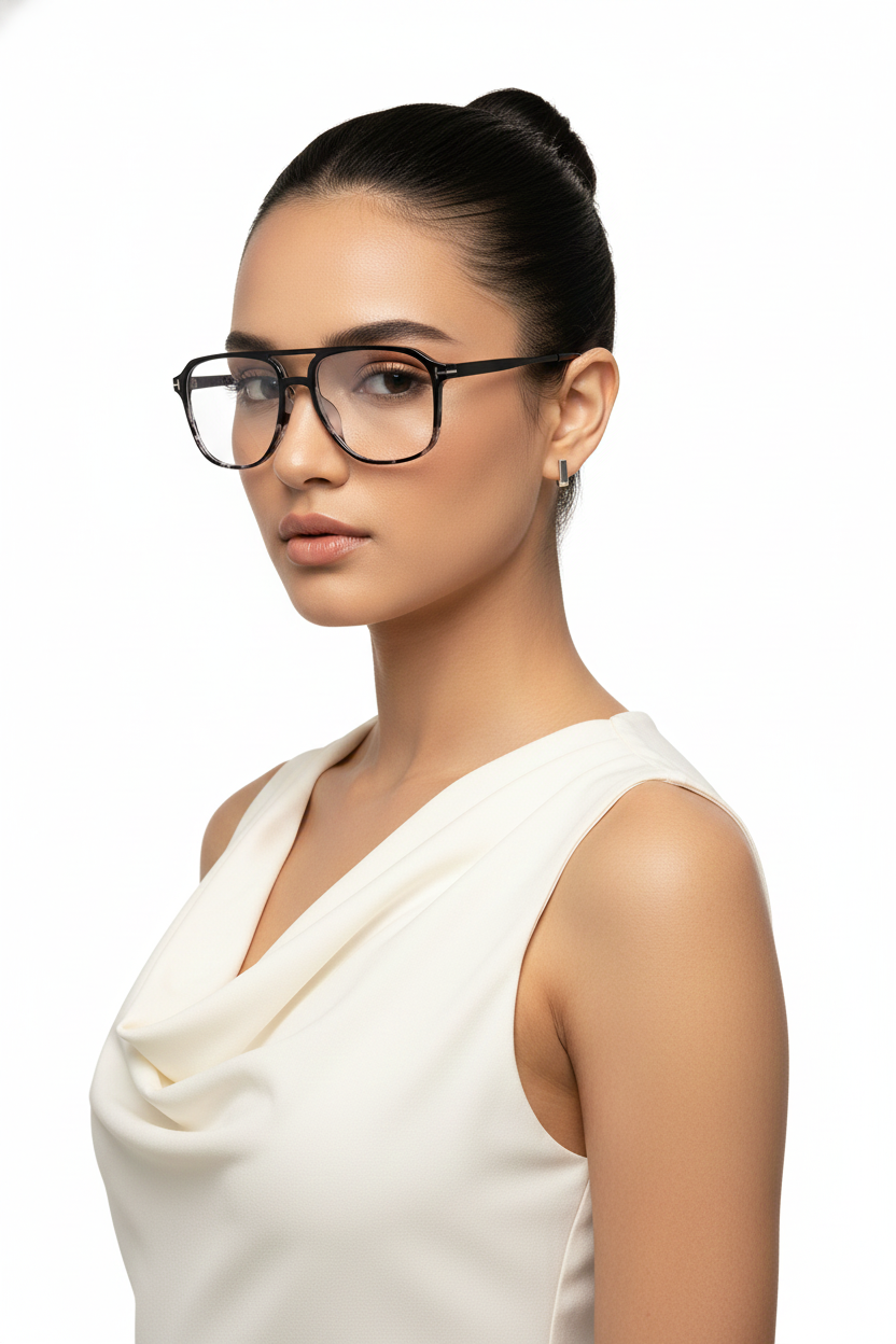 Aegira | Black Texture Small Full Rim Square Computer Glasses for Men & Women [Blue Block]