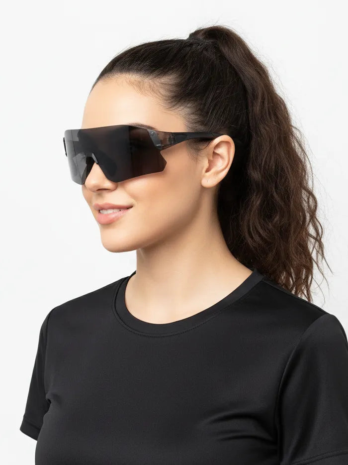 Hunters | Grey Large Rim Less Shield Sports for Men & Women [UV-protected]