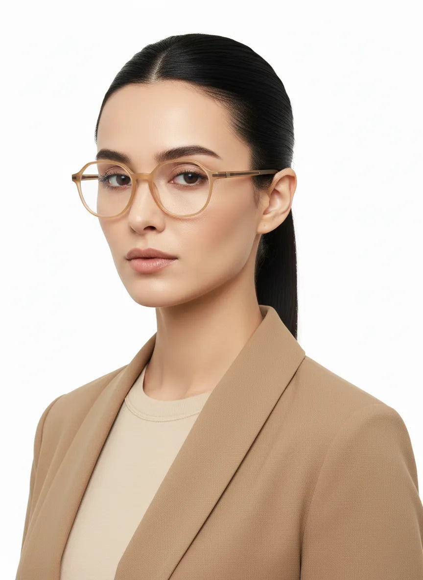 Optibul | Transparent Orange Medium Full Rim Square Computer Glasses for Men & Women [Blue Block]