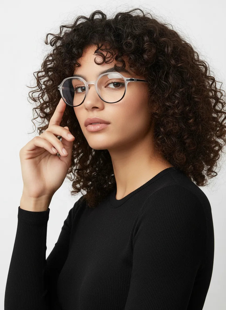 Optibul | Transparent White & Black Medium Full Rim Square Computer Glasses for Men & Women [Blue Block]