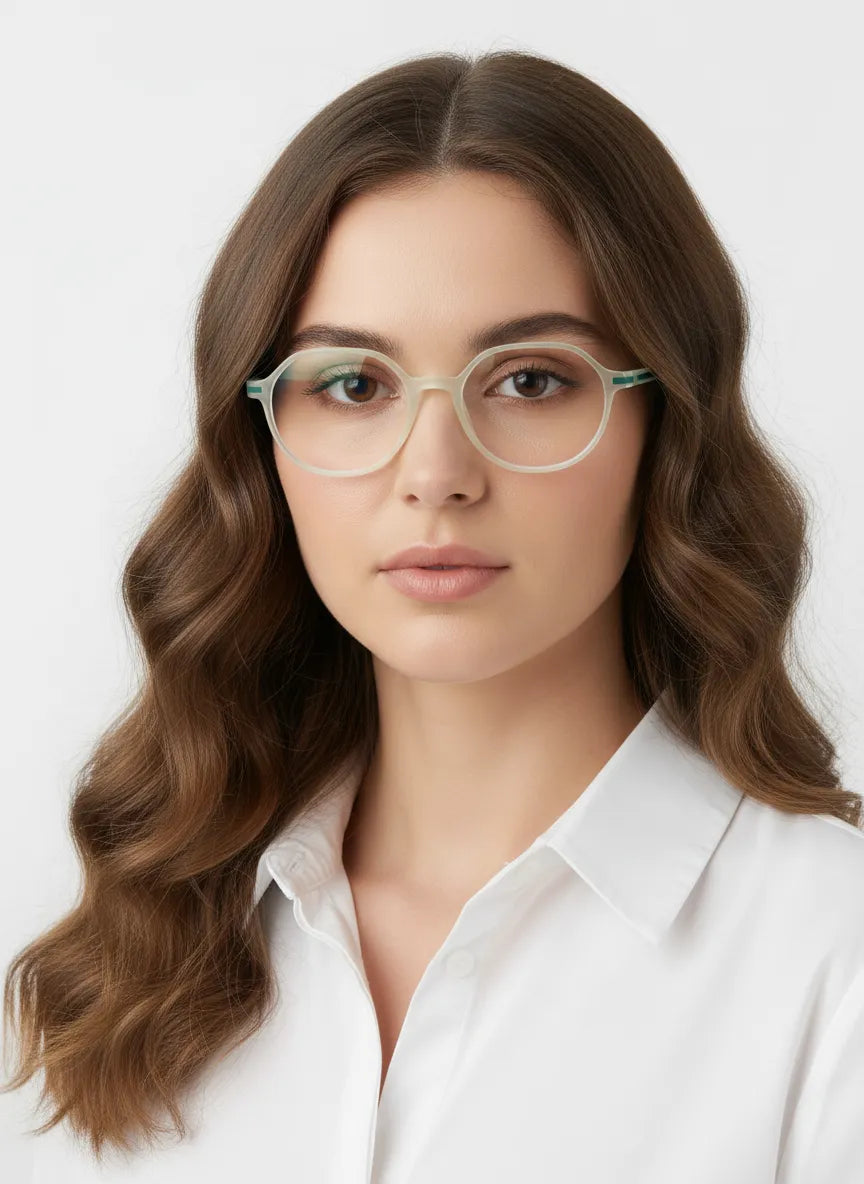 Optibul | Transparent Light Green Medium Full Rim Square Computer Glasses for Men & Women [Blue Block]