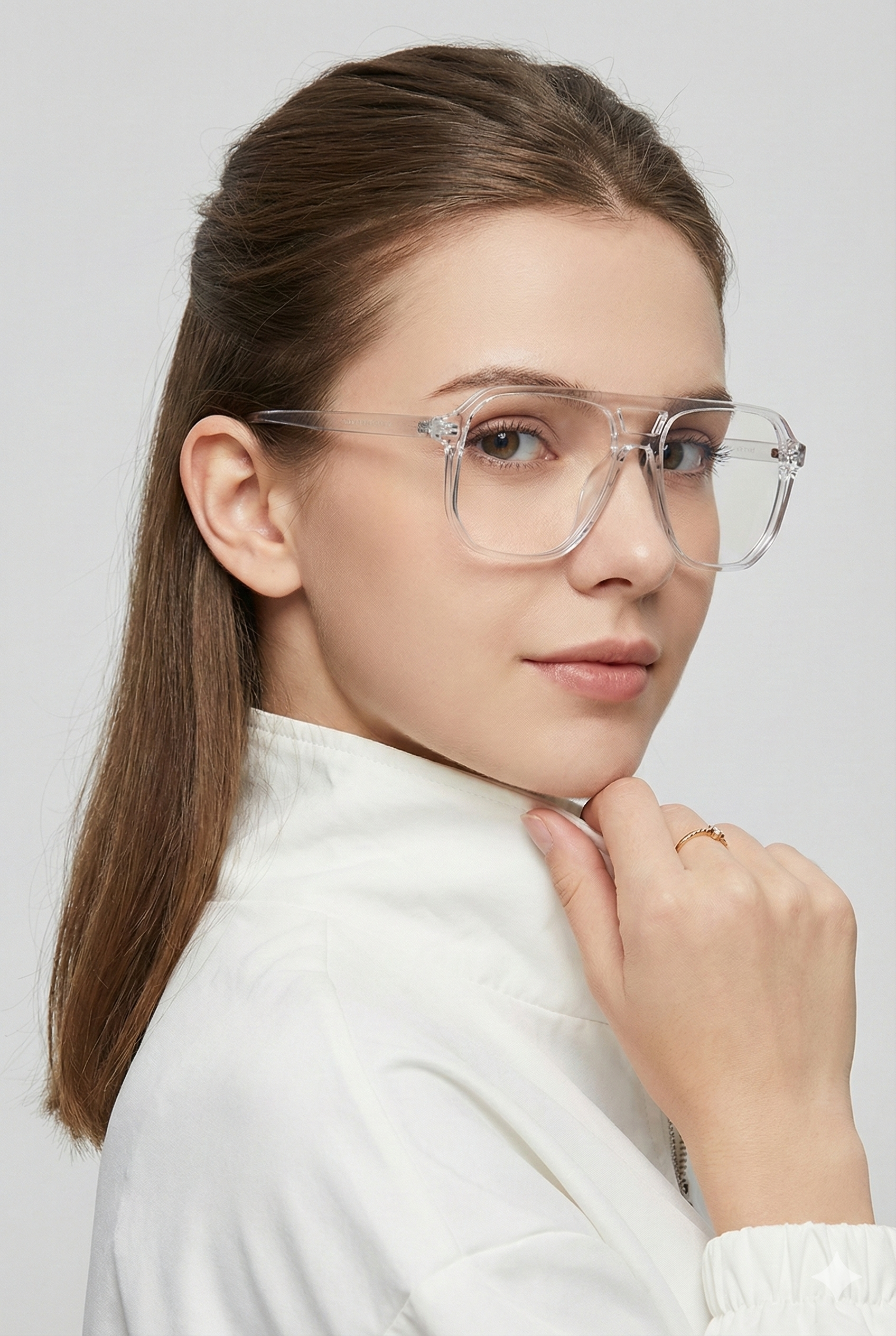 Lumnos | Transparent Small Full Rim Square Computer Glasses for Men & Women [Blue Block]