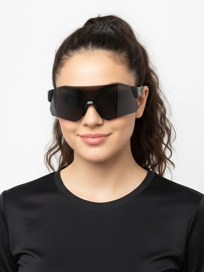 Hunters | Black Large Rim Less Shield Sports for Men & Women [UV-protected]