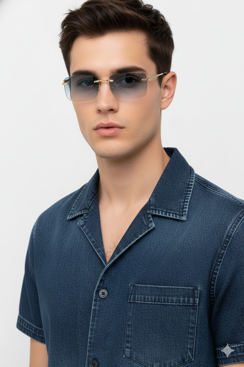 Clyra | Gradient Light Green Medium Full Rim RECTANGLE Sunglasses for Men [UV-protected]