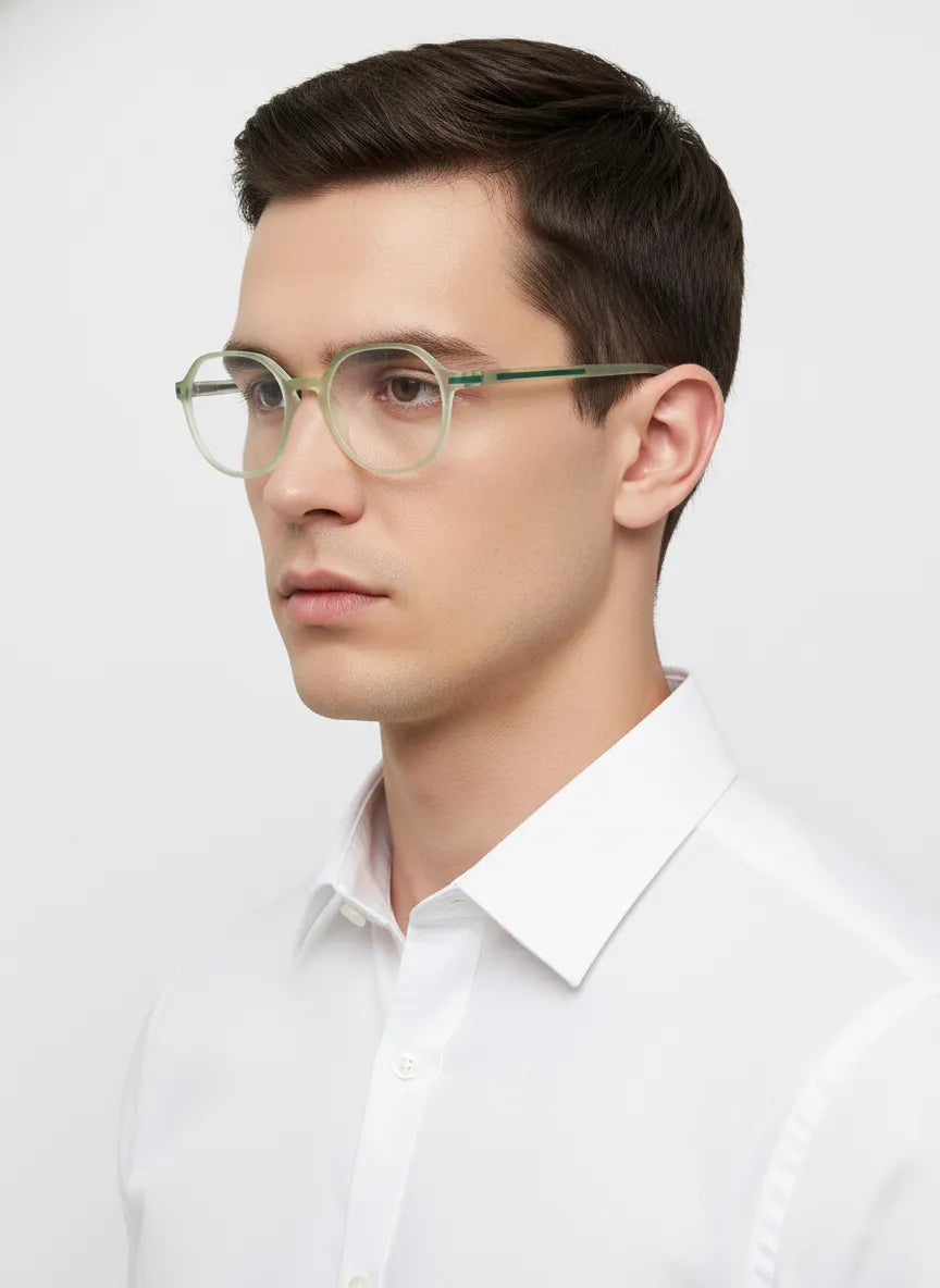 Optibul | Transparent Light Green Medium Full Rim Square Computer Glasses for Men & Women [Blue Block]