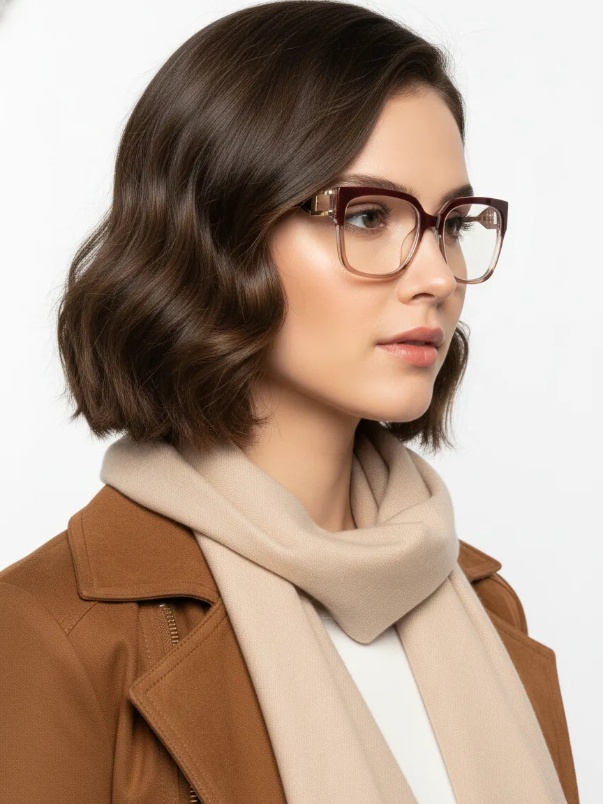 DayLight | Transparent/Brown Large Full Rim Square Sunglasses for Men & Women [Photochromic]