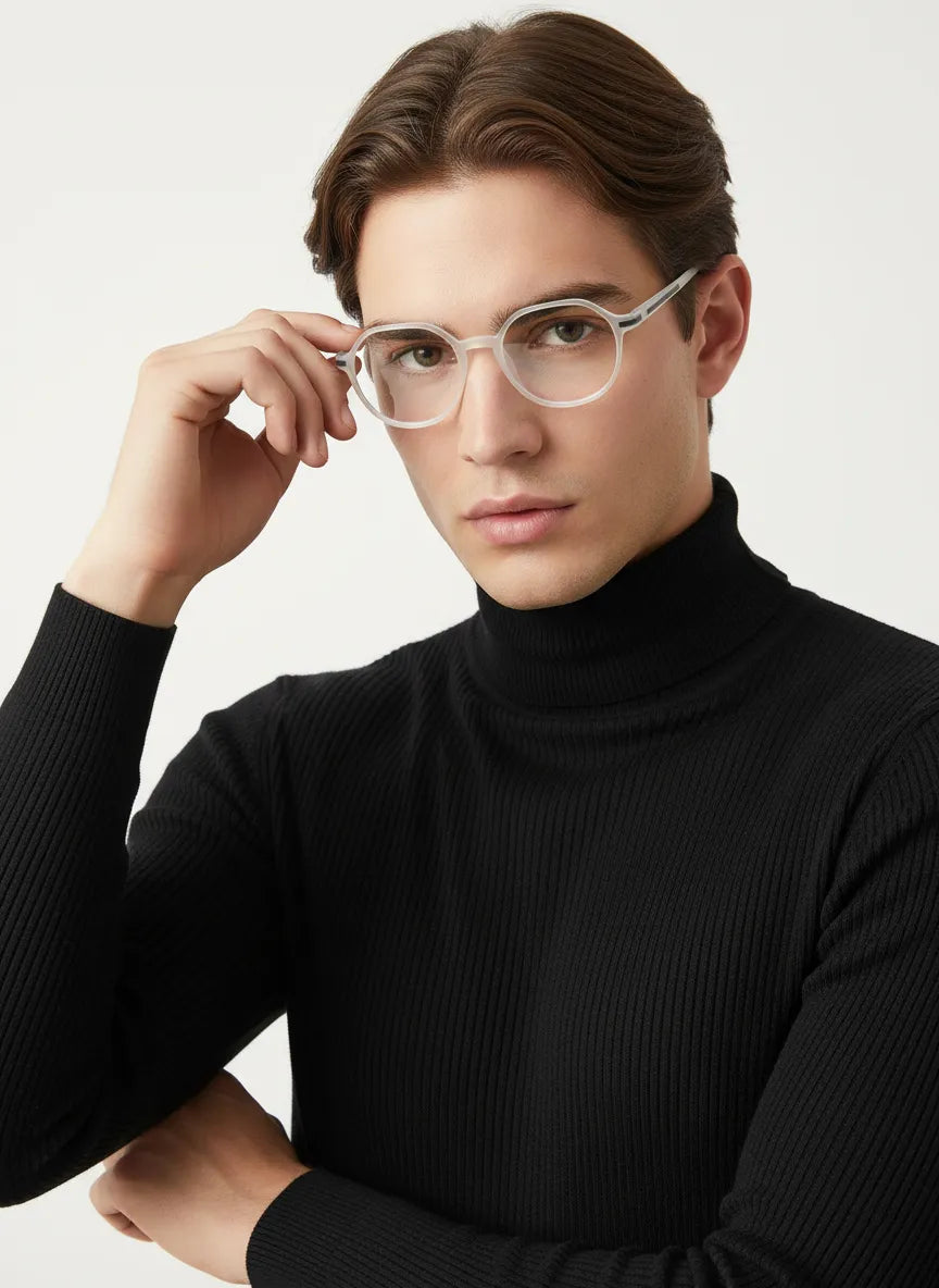 Optibul | Transparent White Medium Full Rim Square Computer Glasses for Men & Women [Blue Block]