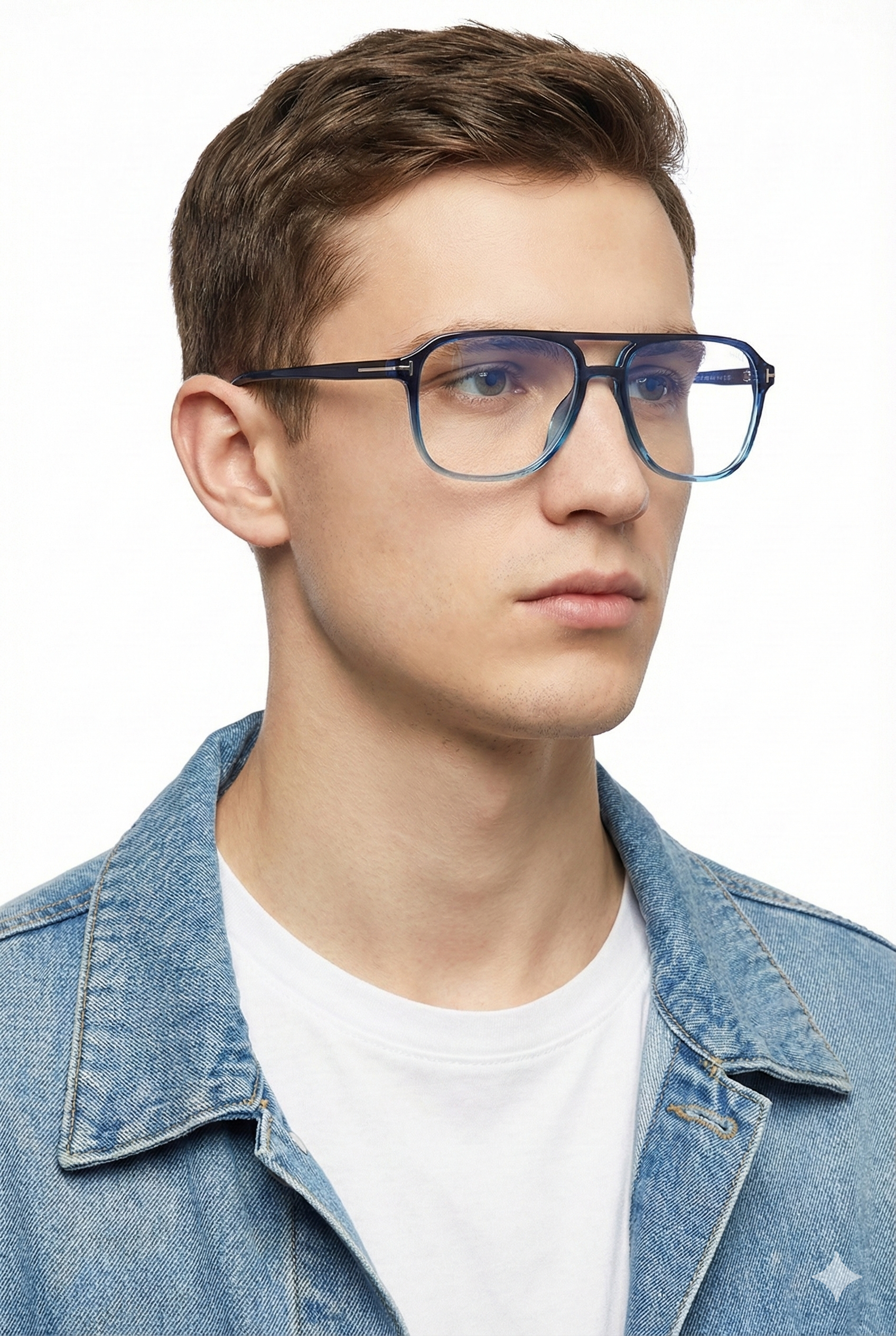 Aegira | Gradient Blue Small Full Rim Square Computer Glasses for Men & Women [Blue Block]