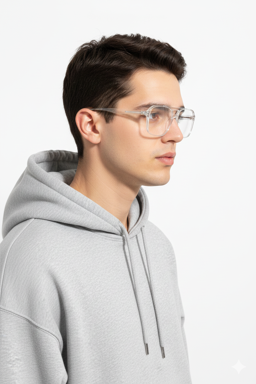 Lumnos | Transparent Small Full Rim Square Computer Glasses for Men & Women [Blue Block]