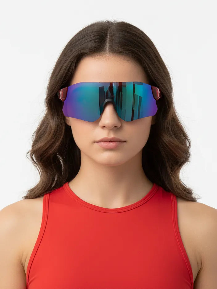 Hunters | Red Large Rim Less Shield Sports for Men & Women [UV-protected]