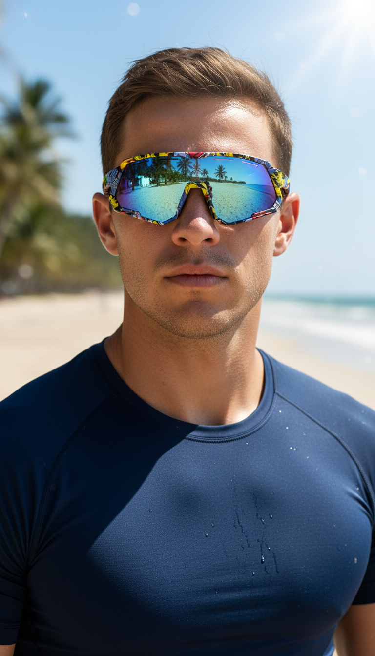 Myrion | Multi Texture Medium Full Rim Shield Sports Sunglasses for Men & Women [UV-protected]