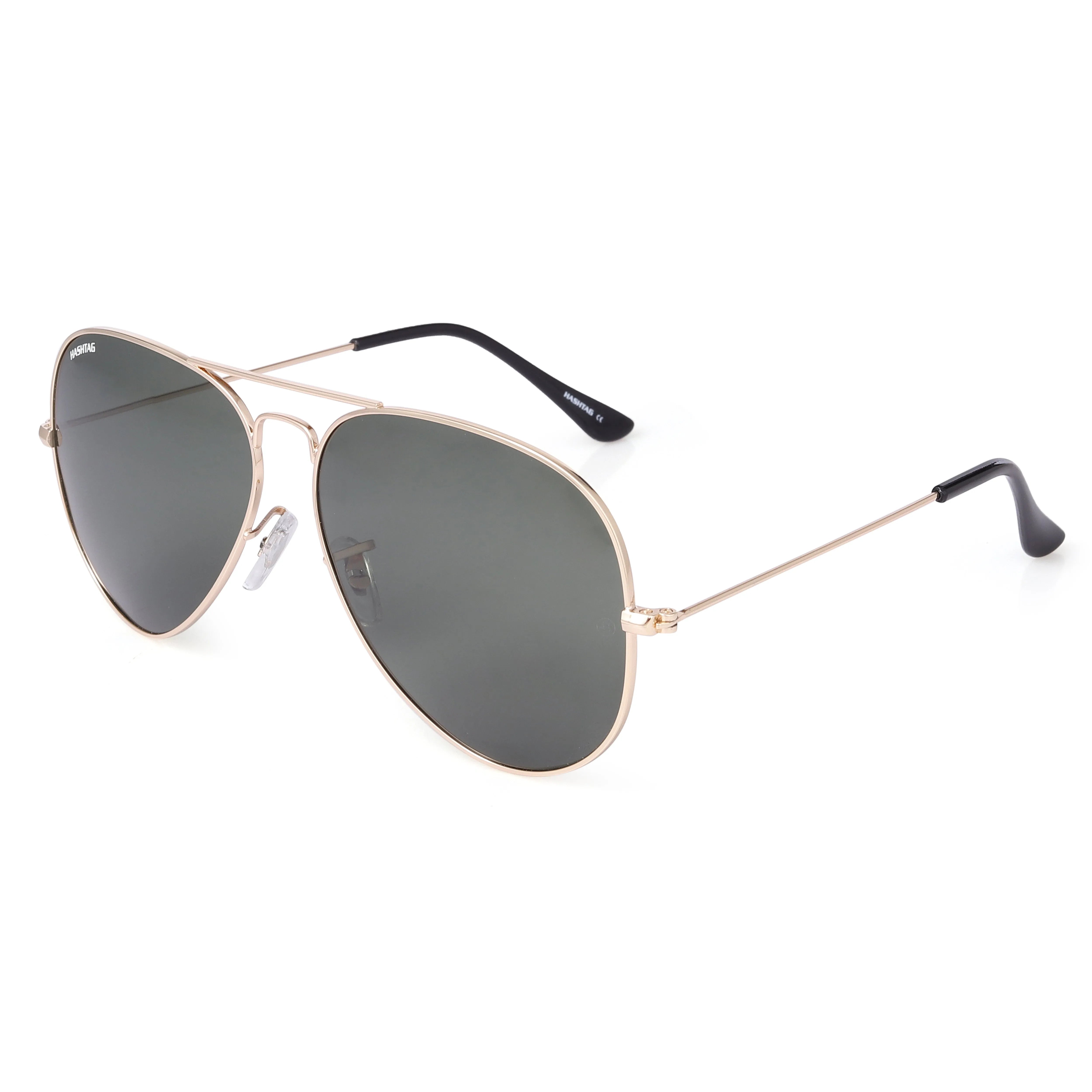 Ravyon | Green Large Full Rim Aviator Sunglasses for Men & Women [Polarized]