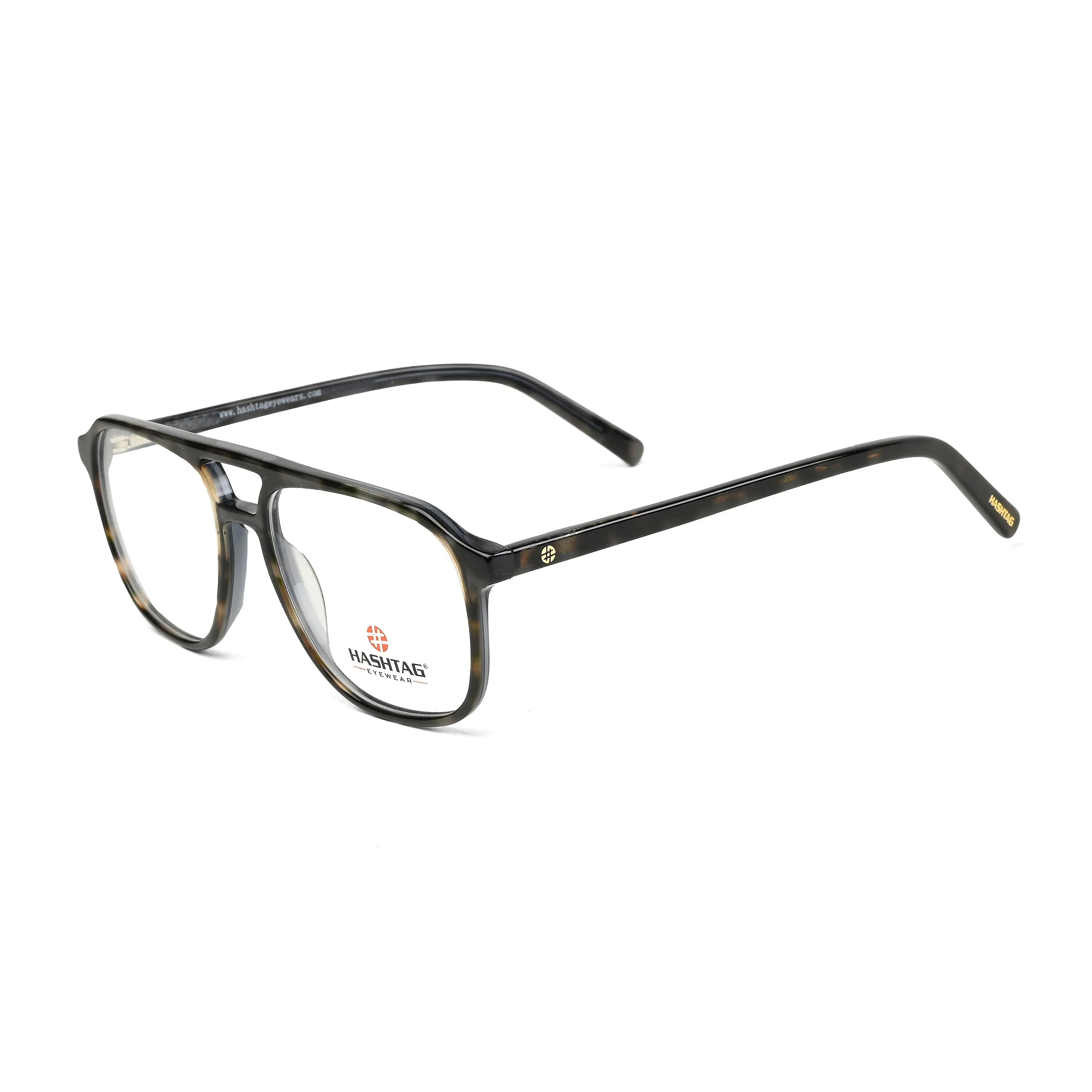 Cellulose | Black Medium Full Rim Square with Spring Hinges Eyeglasses for Men [Demo Lens]