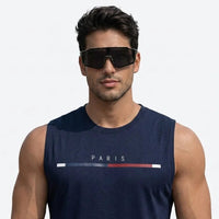 Strix | Black Large Full Rim Shield Sports Sunglasses for Men & Women [UV-protected]
