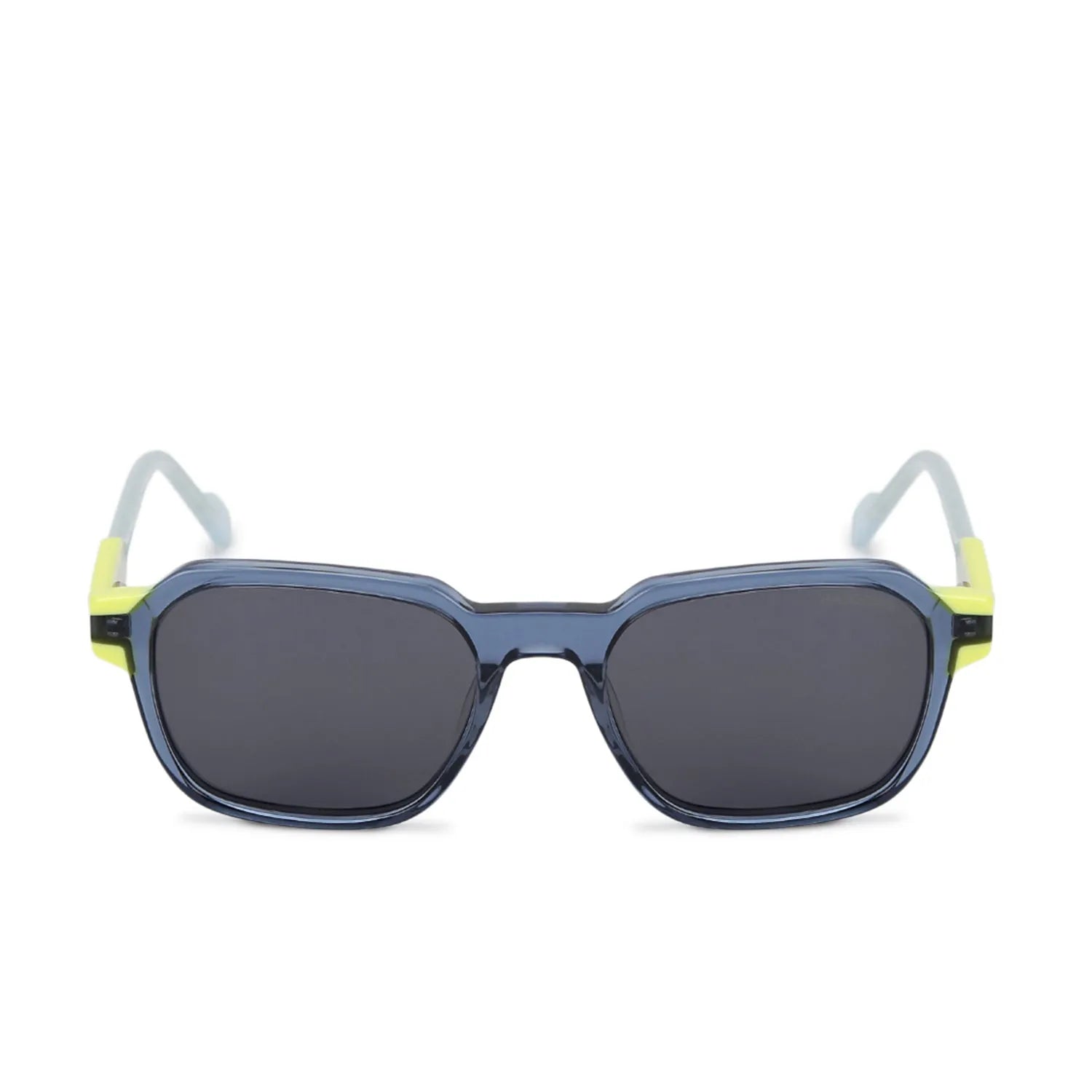 EYEBEAM | Transparent Blue Medium Full Rim Square Sunglasses for Men & Women [Polarized]