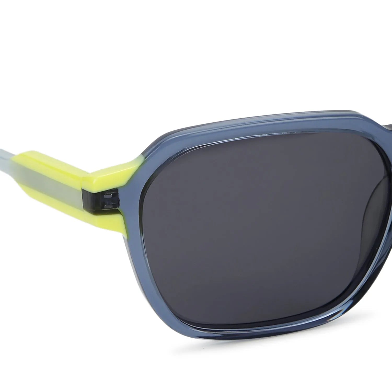 EYEBEAM | Transparent Blue Medium Full Rim Square Sunglasses for Men & Women [Polarized]