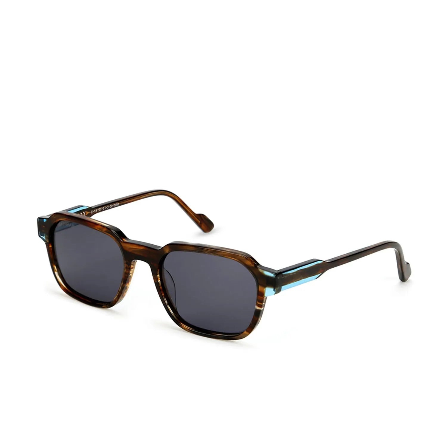 EYEBEAM | Tiger Brown-Transparent Blue Medium Full Rim Square Sunglasses for Men & Women [Polarized]