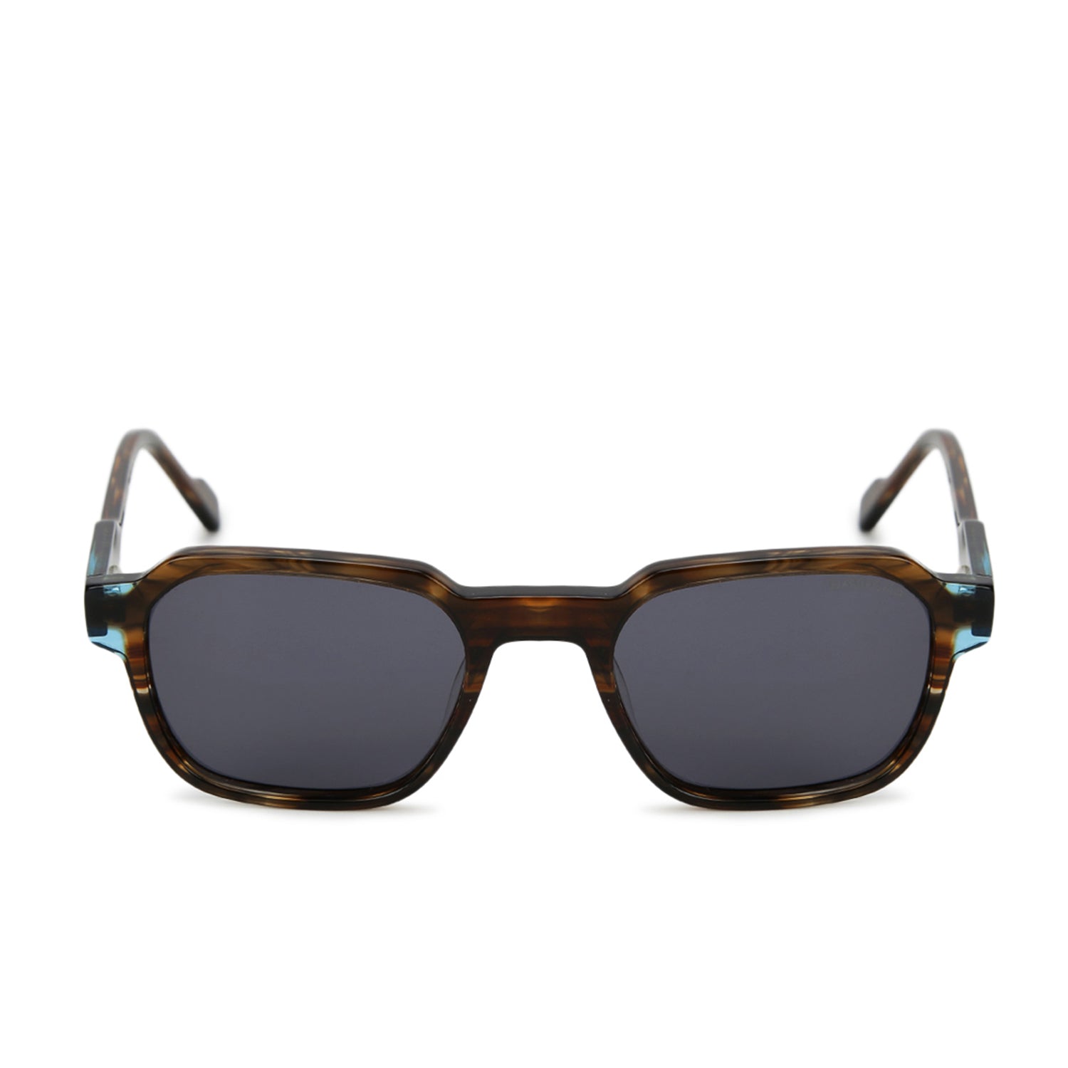EYEBEAM | Tiger Brown-Transparent Blue Medium Full Rim Square Sunglasses for Men & Women [Polarized]