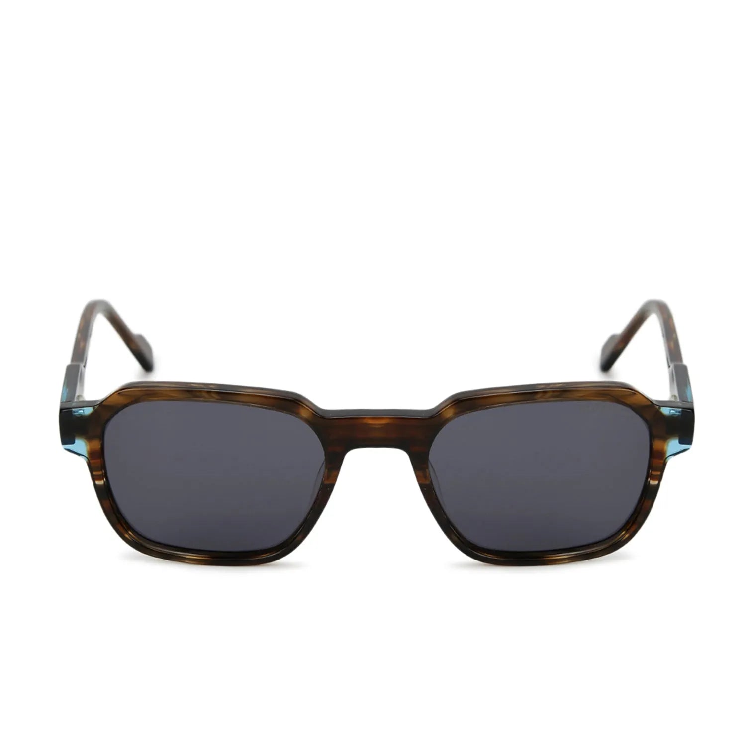 EYEBEAM | Tiger Brown-Transparent Blue Medium Full Rim Square Sunglasses for Men & Women [Polarized]