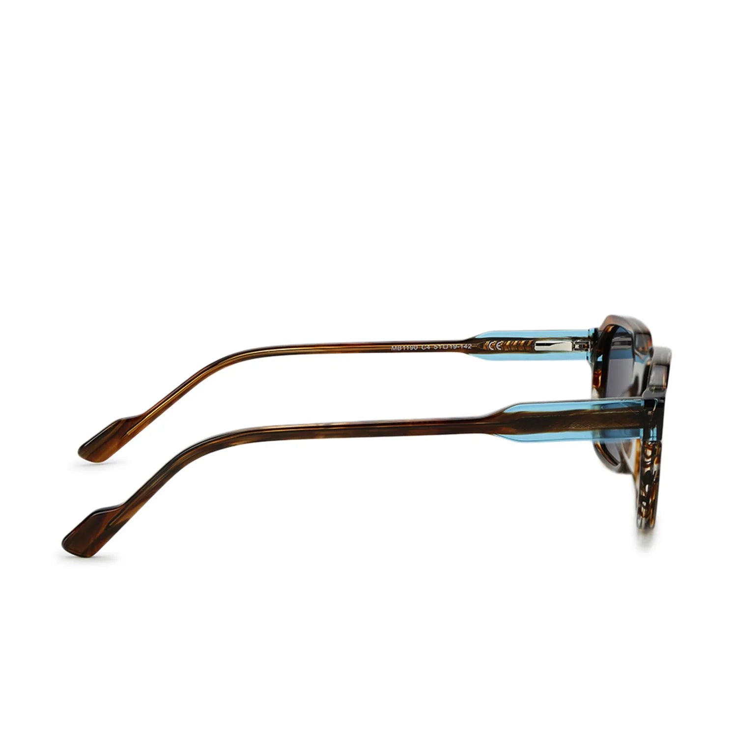 EYEBEAM | Tiger Brown-Transparent Blue Medium Full Rim Square Sunglasses for Men & Women [Polarized]