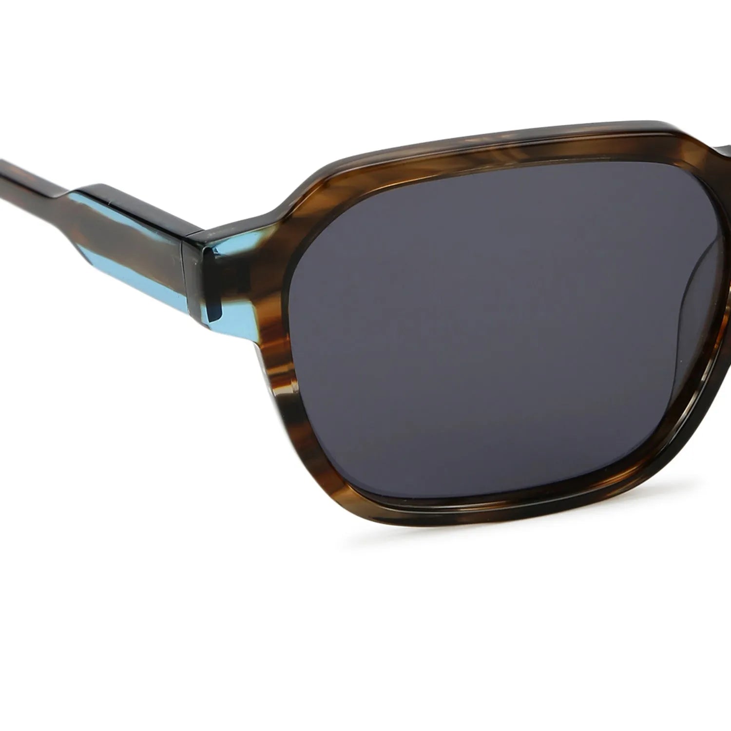 EYEBEAM | Tiger Brown-Transparent Blue Medium Full Rim Square Sunglasses for Men & Women [Polarized]