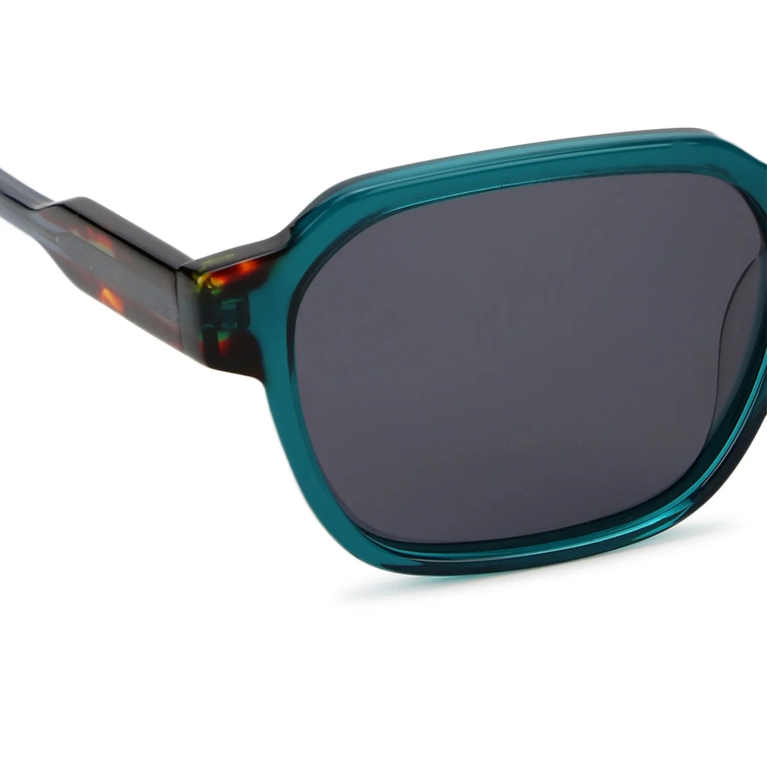 EYEBEAM | Transparent Green-Red Medium Full Rim Square Sunglasses for Men & Women [Polarized]