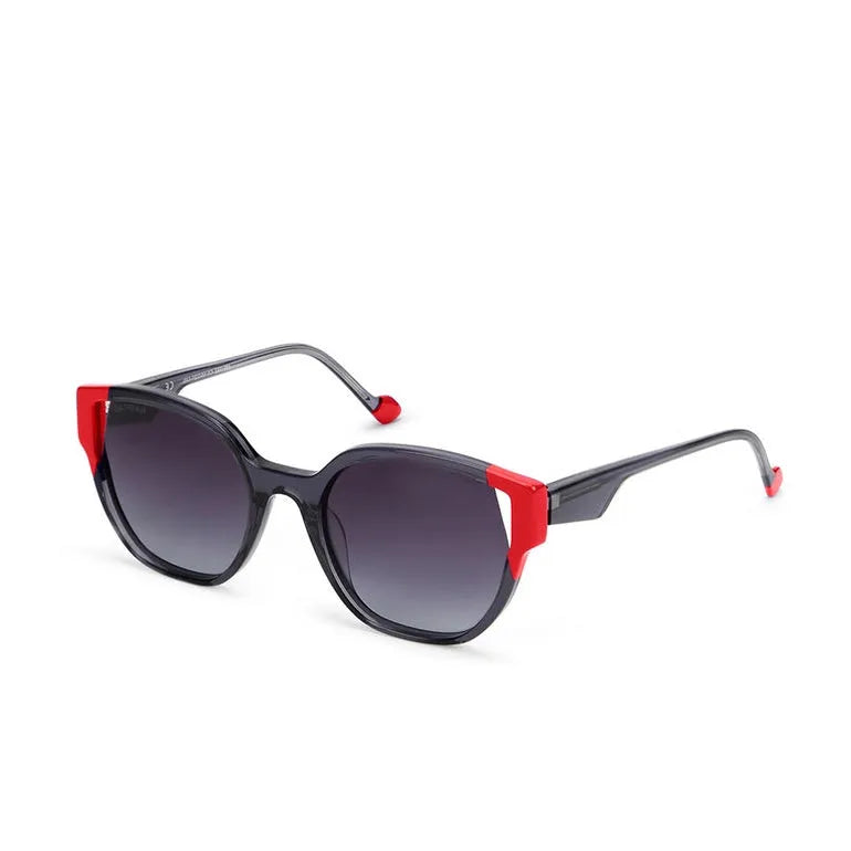 CLASSYCUT | Black-Red Large Full Rim Wayfarer Sunglasses for Women [Polarized]