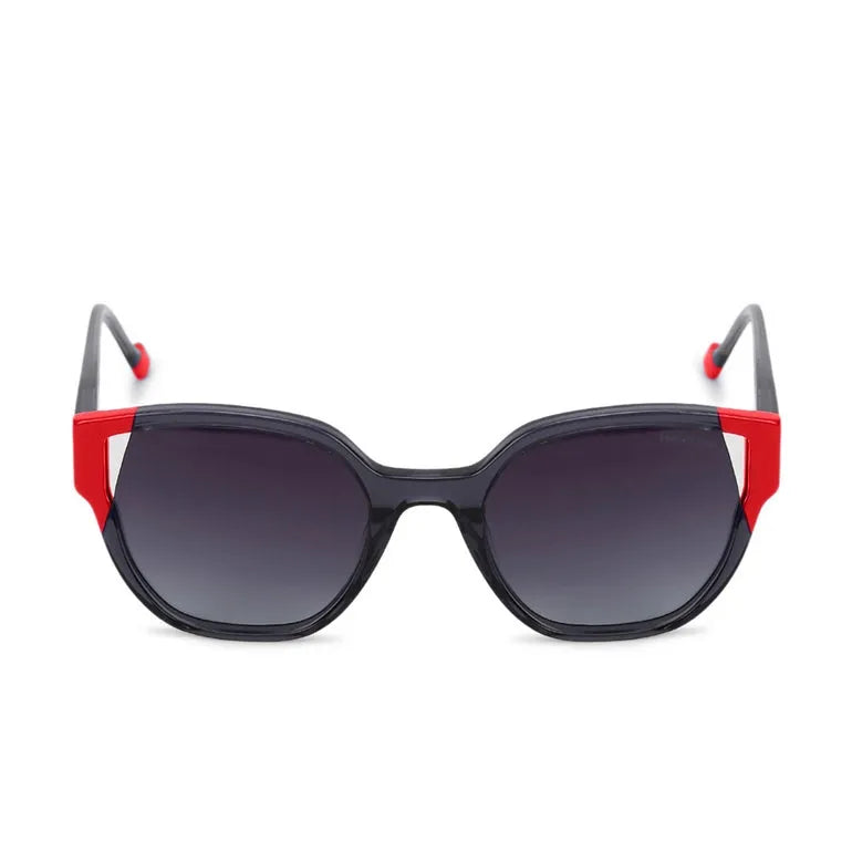 CLASSYCUT | Black-Red Large Full Rim Wayfarer Sunglasses for Women [Polarized]