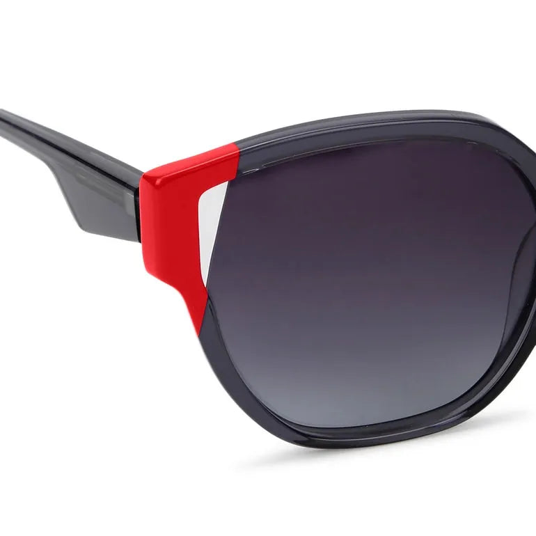 CLASSYCUT | Black-Red Large Full Rim Wayfarer Sunglasses for Women [Polarized]