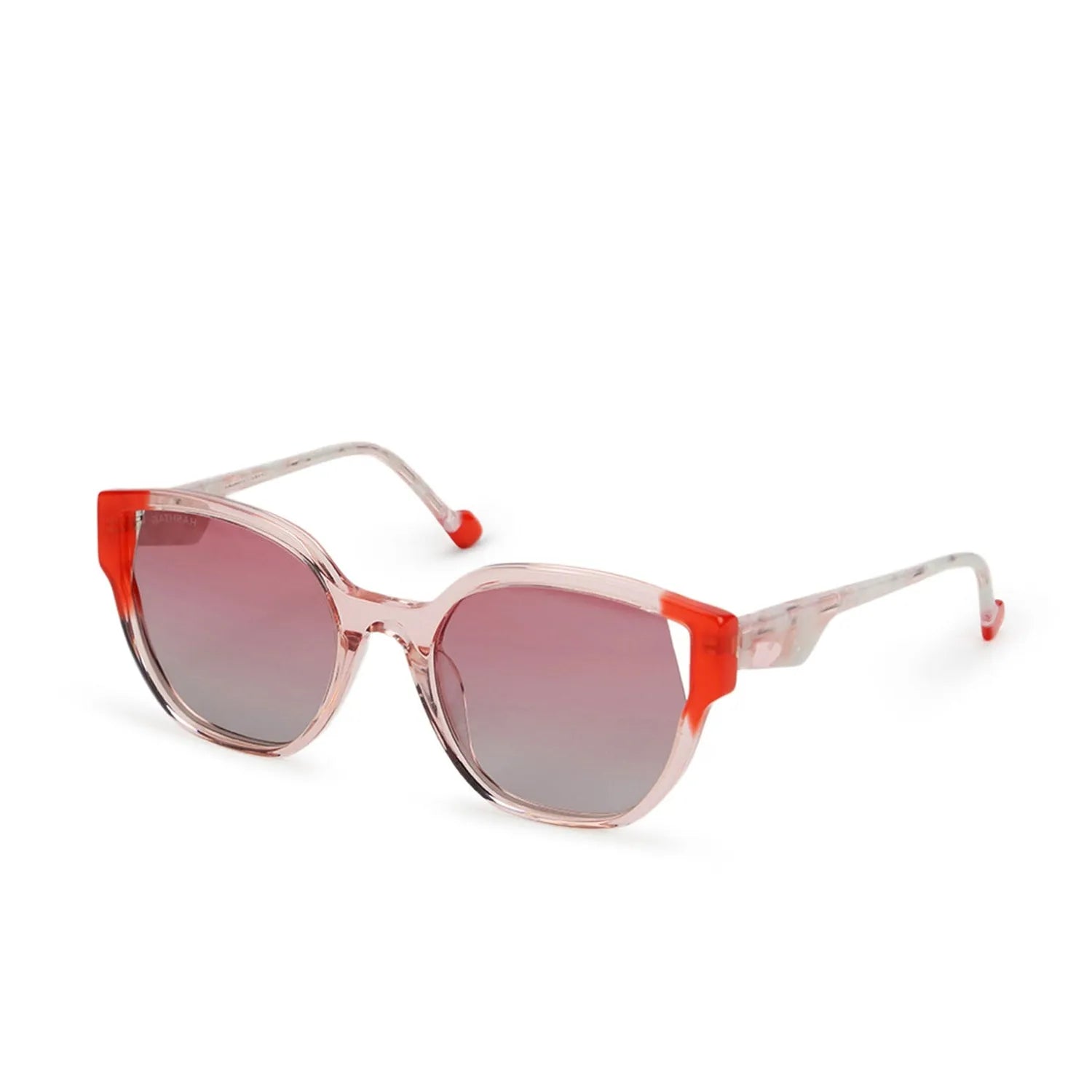 CLASSYCUT | Transparent Pink-Light Red Large Full Rim Wayfarer Sunglasses for Women [Polarized]