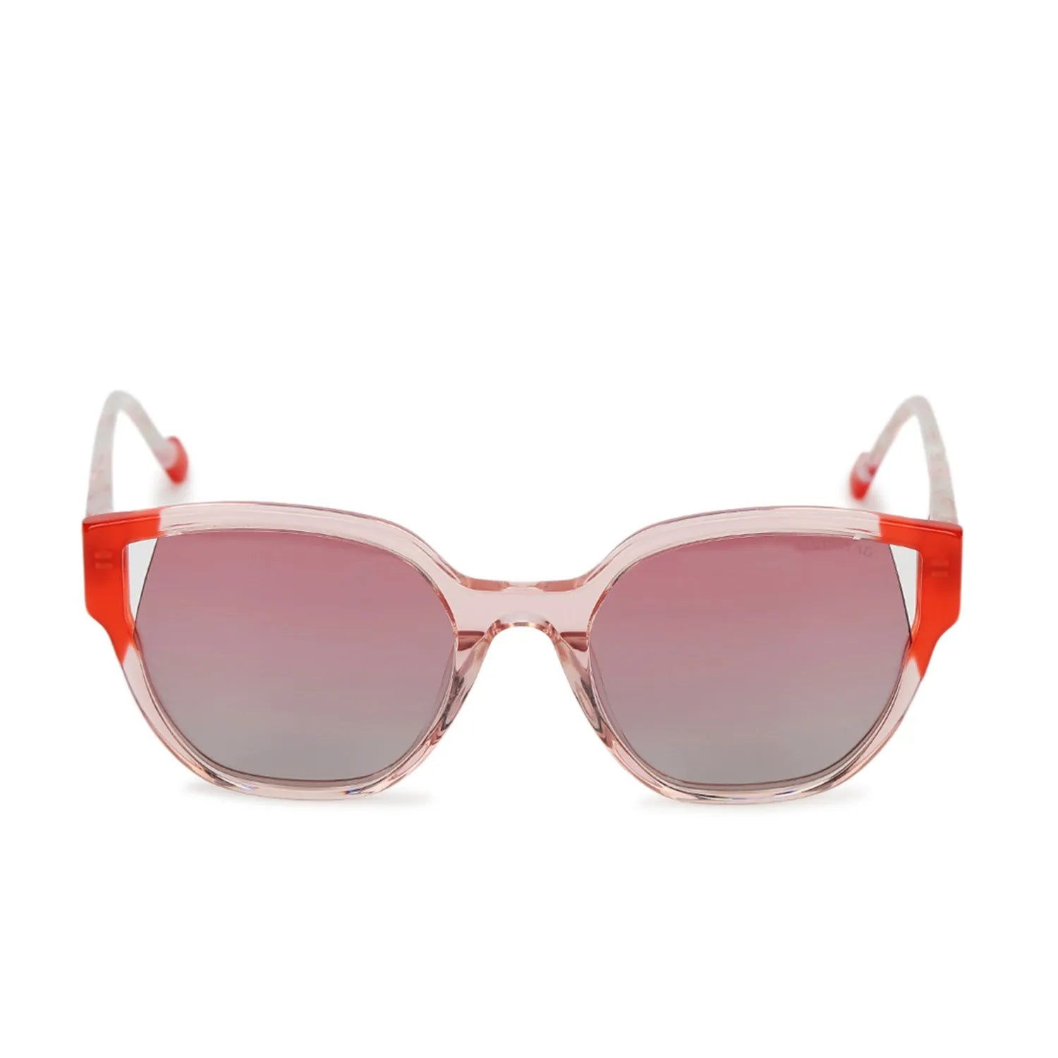 CLASSYCUT | Transparent Pink-Light Red Large Full Rim Wayfarer Sunglasses for Women [Polarized]