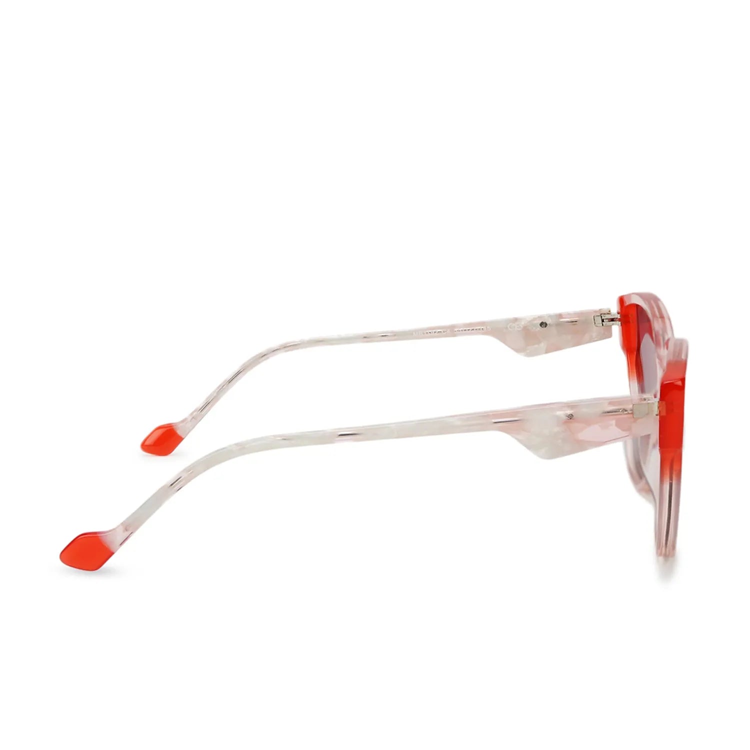 CLASSYCUT | Transparent Pink-Light Red Large Full Rim Wayfarer Sunglasses for Women [Polarized]