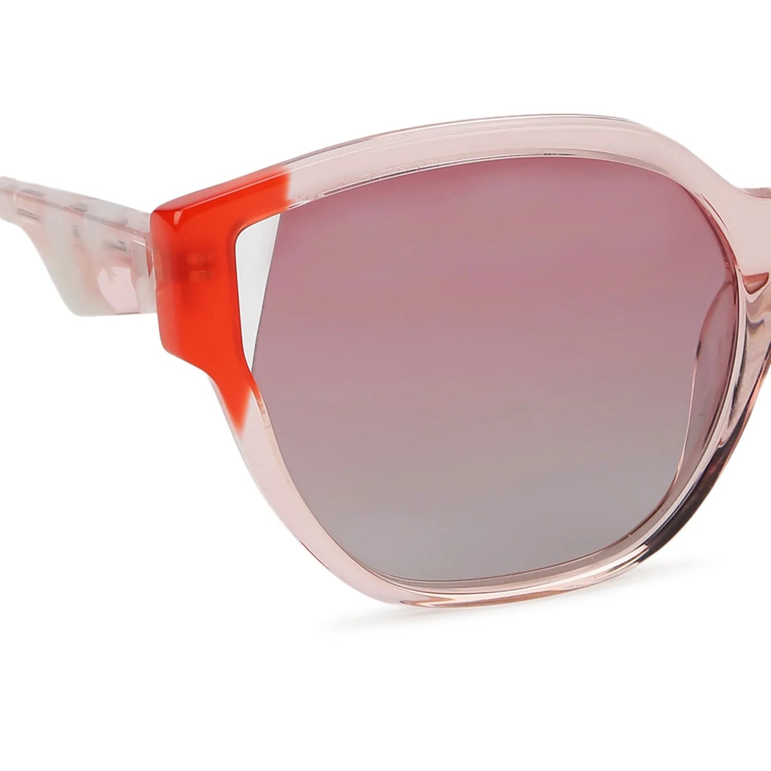 CLASSYCUT | Transparent Pink-Light Red Large Full Rim Wayfarer Sunglasses for Women [Polarized]