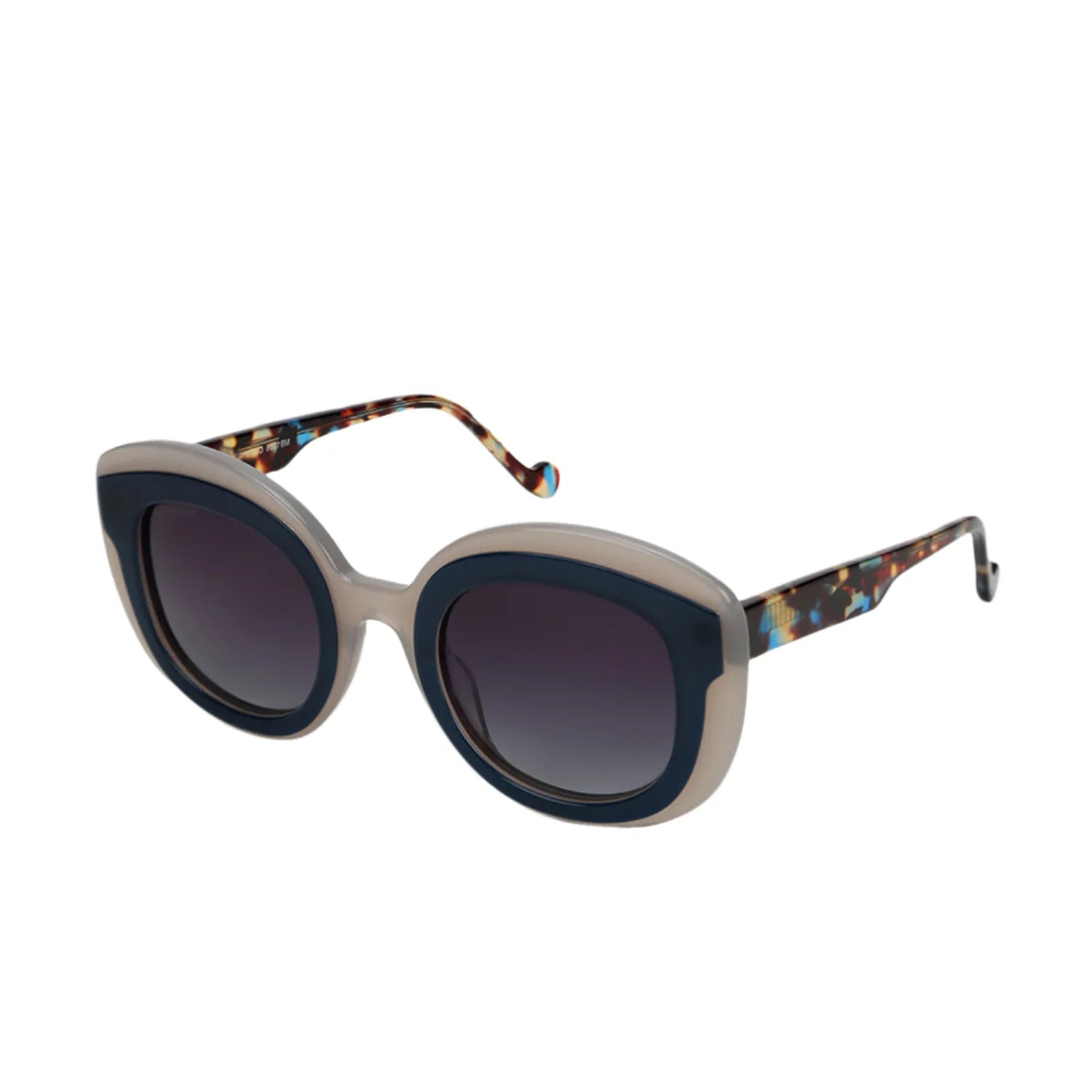 TRANCY | Blue-Gray Medium Full Rim Round Sunglasses for Women [Polarized]