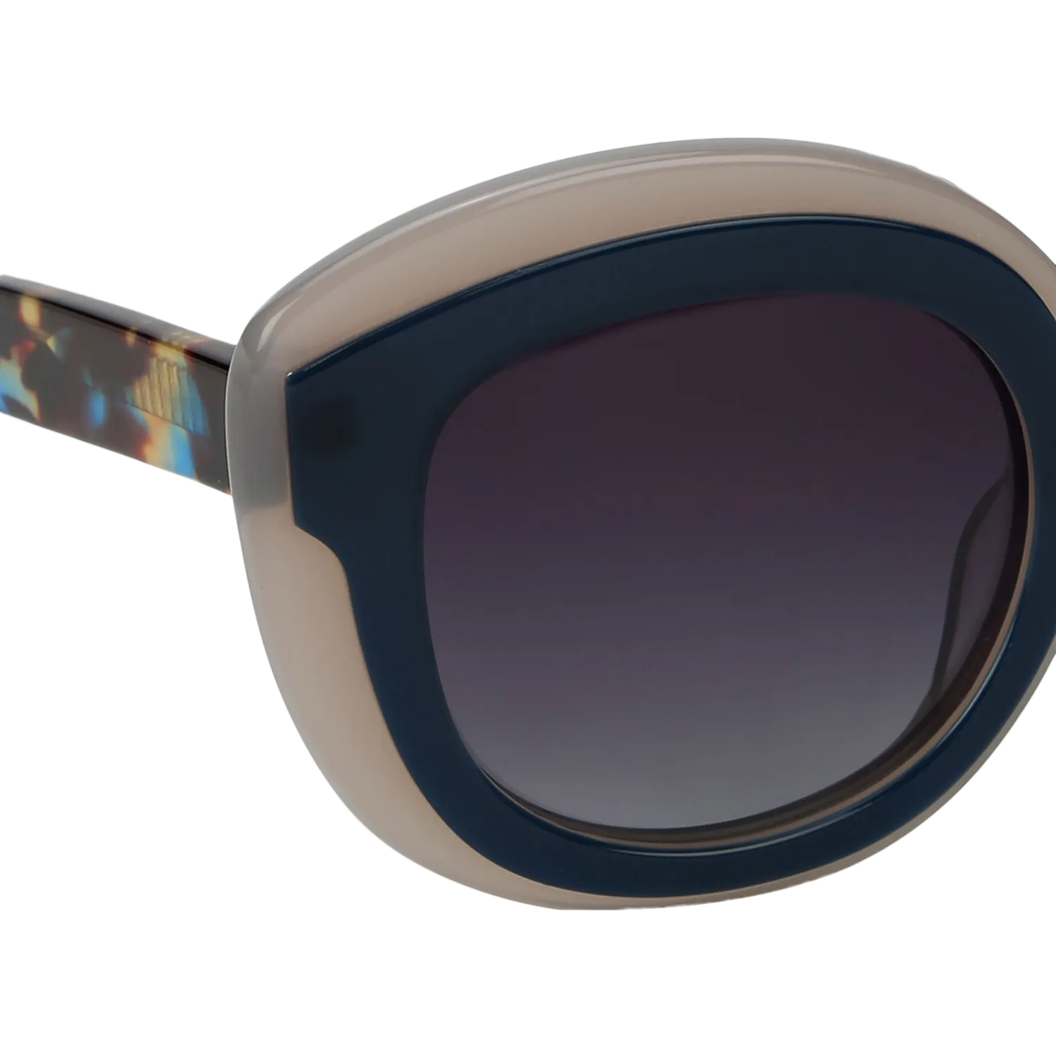 TRANCY | Blue-Gray Medium Full Rim Round Sunglasses for Women [Polarized]