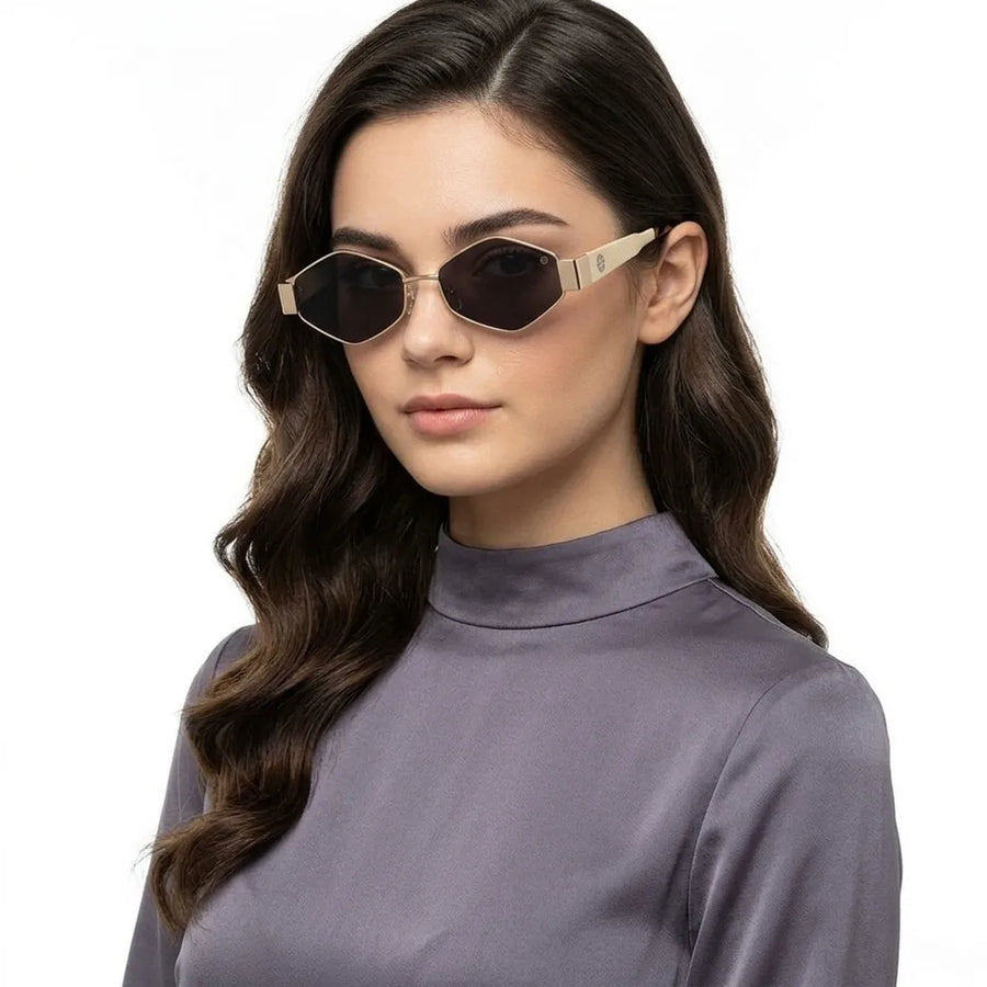 Ecliptor | Golden Medium Full Rim Diamond Sunglasses for Women [UV-protected]