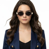 Ecliptor | Golden Medium Full Rim Diamond Sunglasses for Women [UV-protected]