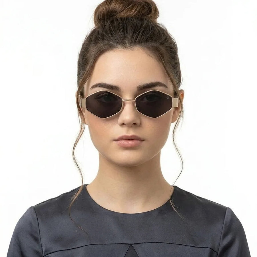 Ecliptor | Golden Medium Full Rim Diamond Sunglasses for Women [UV-protected]