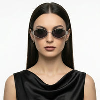 Ecliptor | Silver Medium Full Rim Diamond Sunglasses for Women [UV-protected]