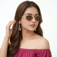 Ecliptor | Brown Medium Full Rim Diamond Sunglasses for Women [UV-protected]