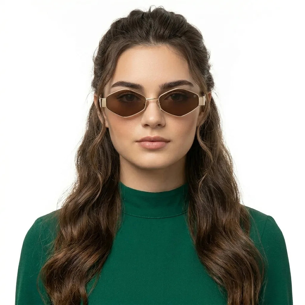 Ecliptor | Brown Medium Full Rim Diamond Sunglasses for Women [UV-protected]