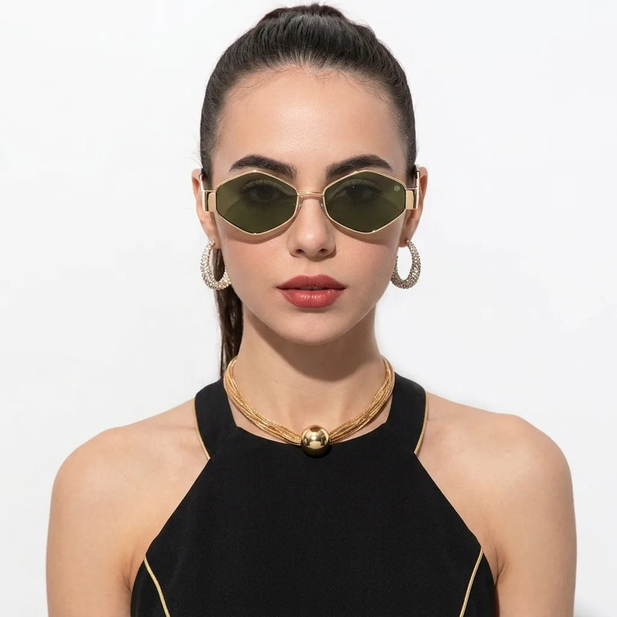 Ecliptor | Green Medium Full Rim Diamond Sunglasses for Women [UV-protected]
