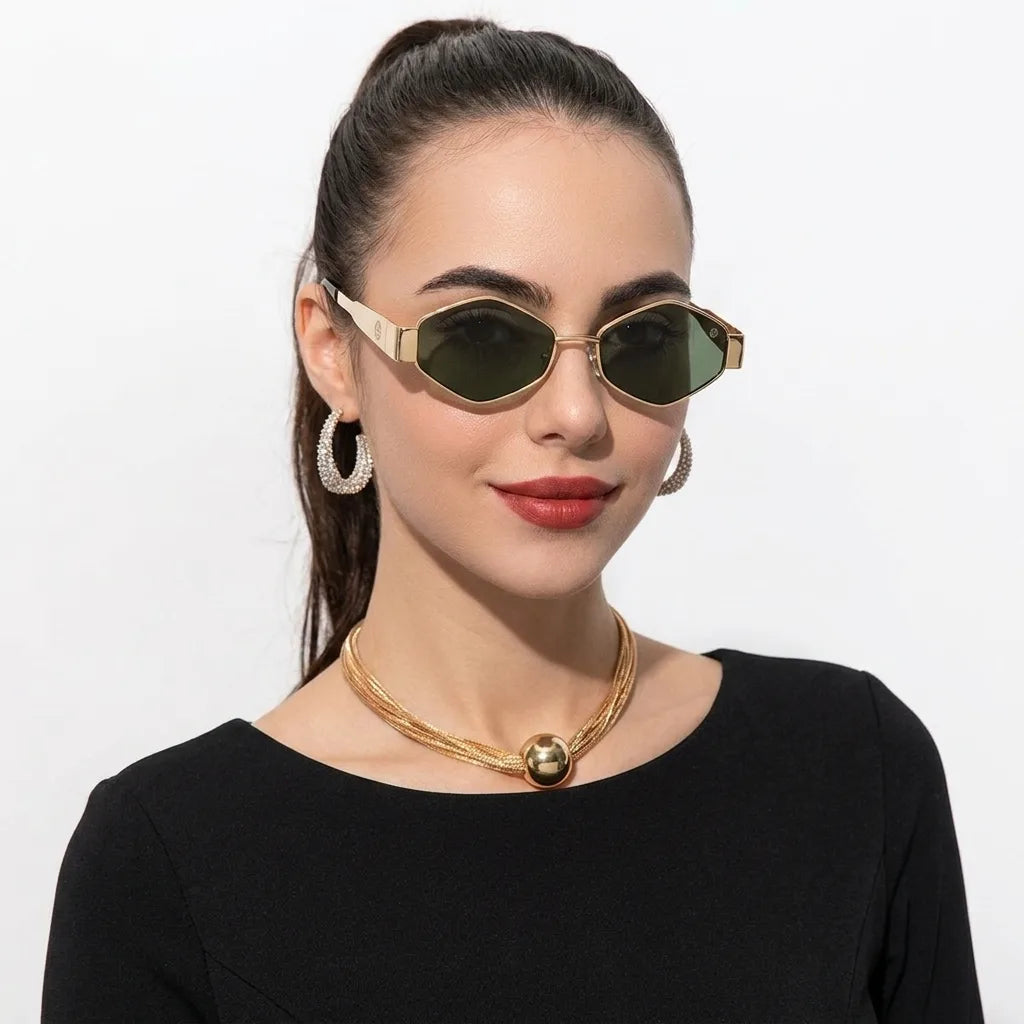 Ecliptor | Green Medium Full Rim Diamond Sunglasses for Women [UV-protected]