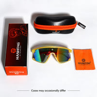 Eaga | Transparent Green Large Half Rim Shield Sports Sunglasses for Men & Women [Mirrored]