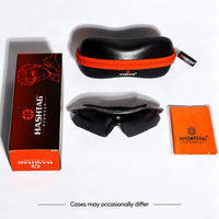 Falcon | Transparent Grey Large Half Rim Shield Sports Sunglasses for Men & Women [Mirrored]