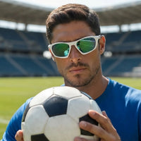 Lateralis | White Large Full Rim Wraparound Sports Sunglasses for Men & Women [Mirrored]
