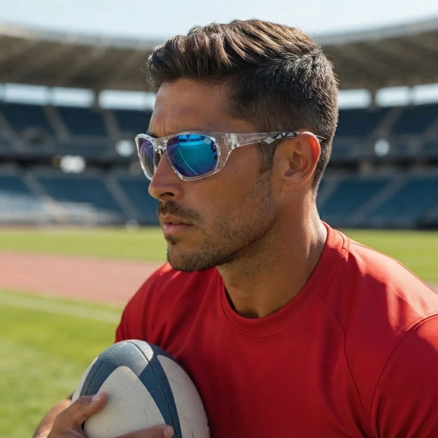 Lateralis | Transparent Large Full Rim Wraparound Sports Sunglasses for Men & Women [Mirrored]