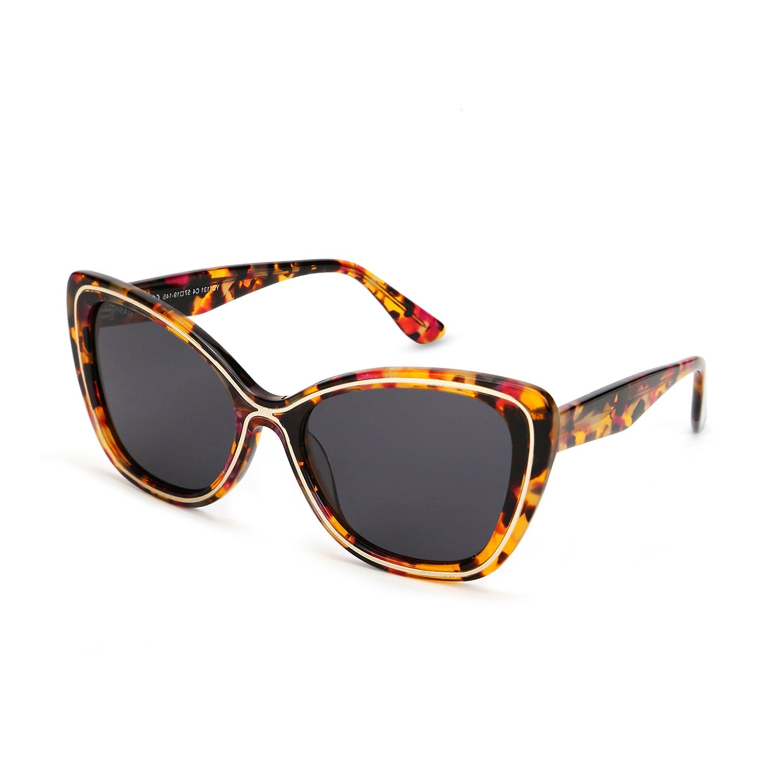 CATWIRE | Flower-Gold Large Full Rim Cateye Sunglasses for Women [Polarized]