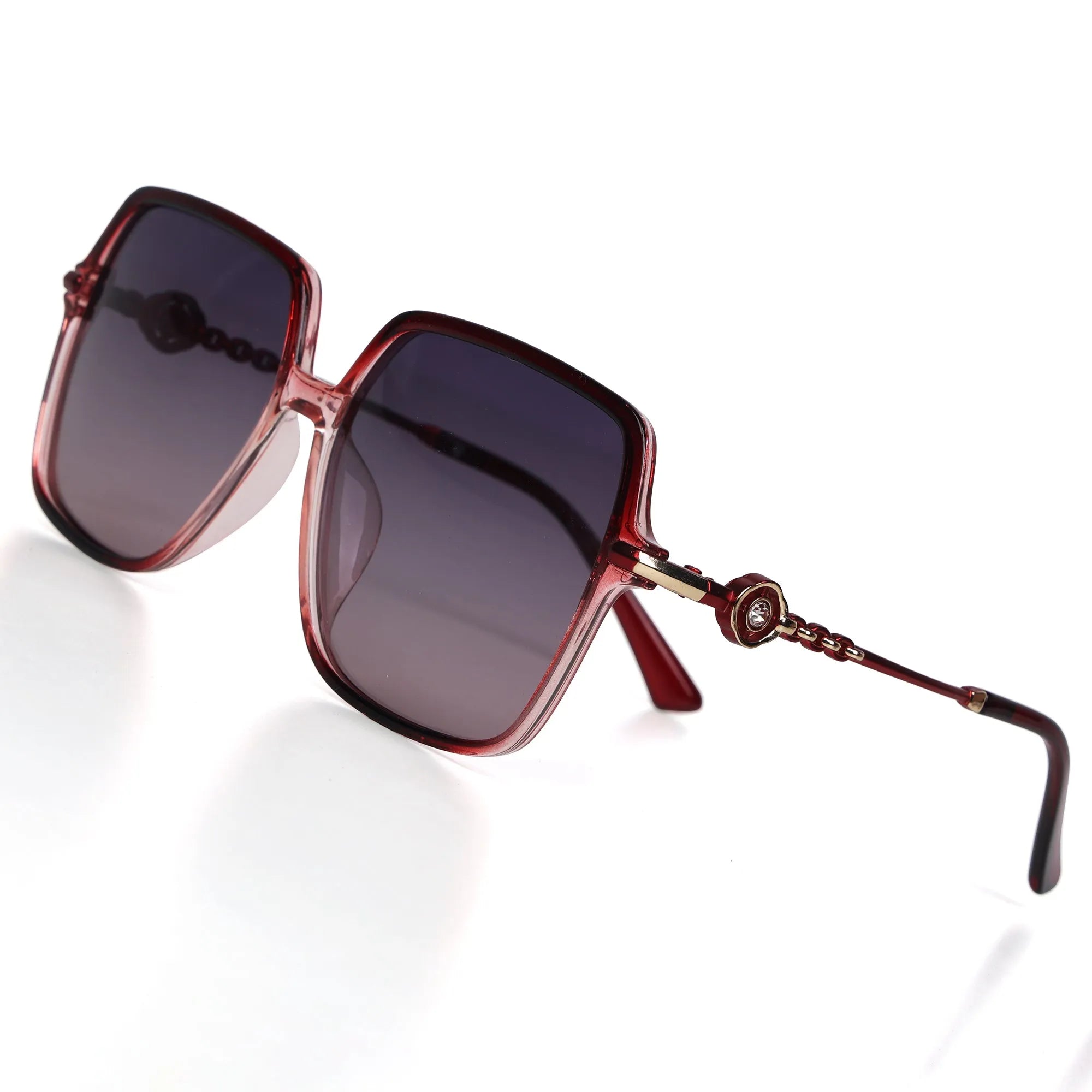 Nebulis | Red Gradient Large Full Rim Square Sunglasses for Women [Polarized]