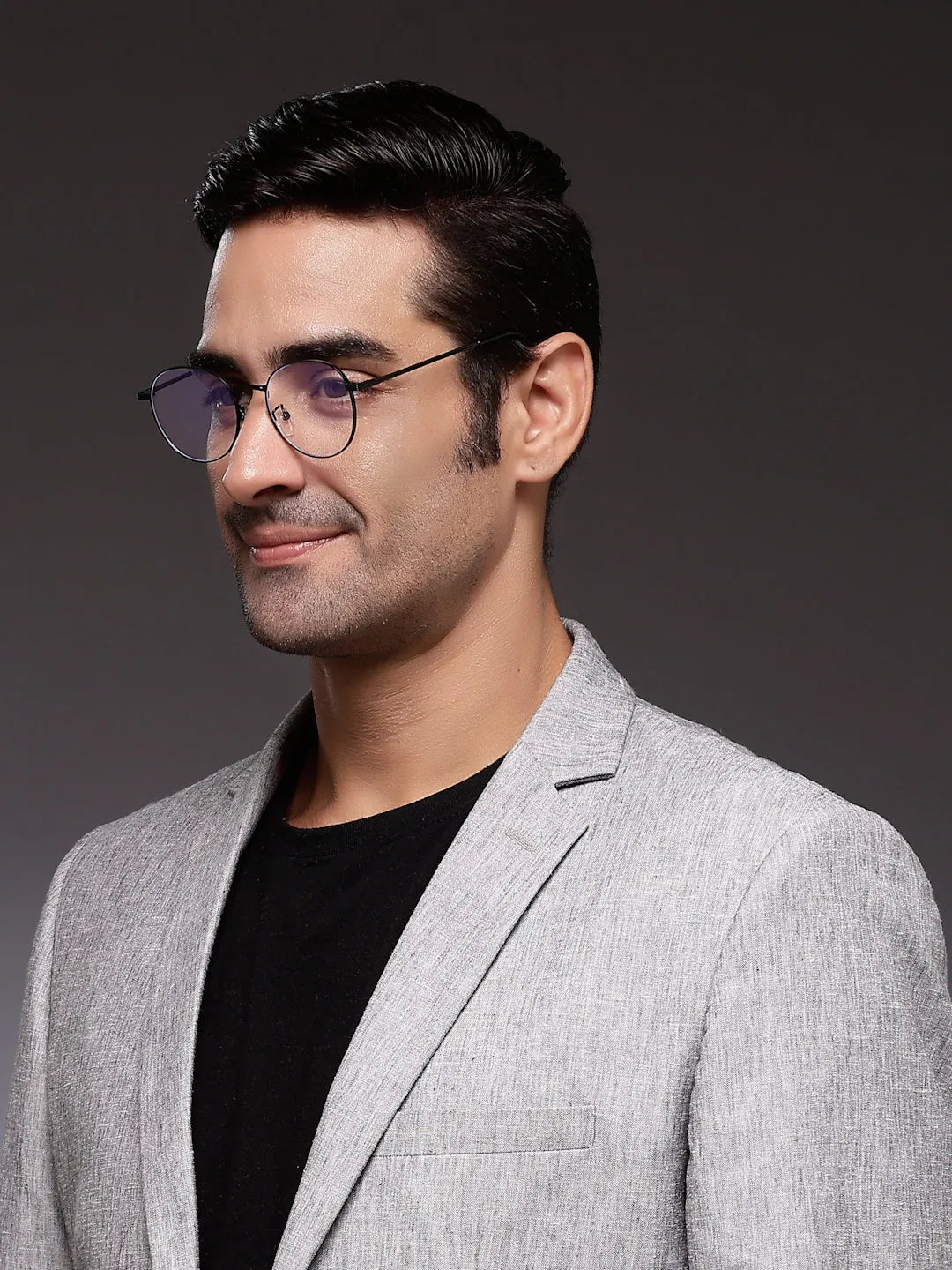 Galveris | Black Small Full Rim Round Computer Glasses for Men & Women [Blue Block]